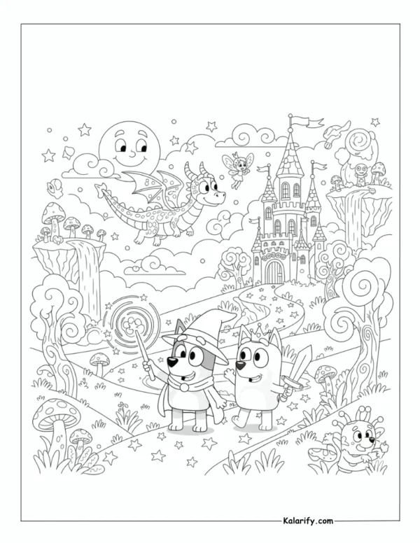 Bluey magic adventure free coloring page