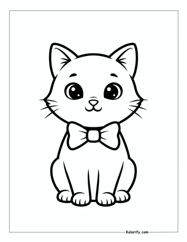 Cat with a Bow Tie coloring Page