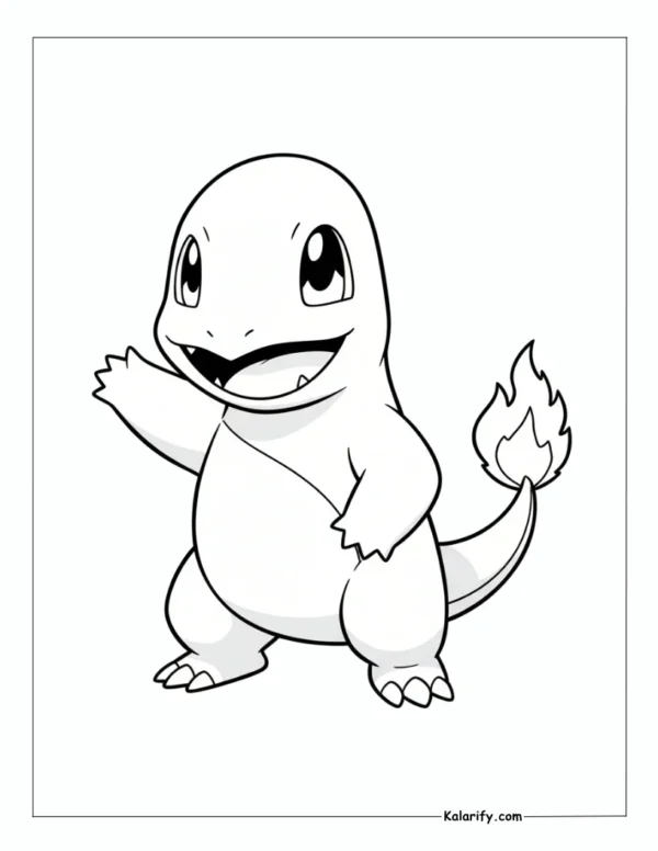 Charmander Waving Pokemon coloring page
