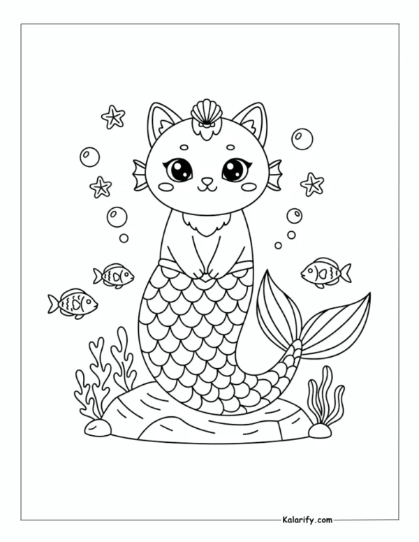 Mermaid Cat coloring page