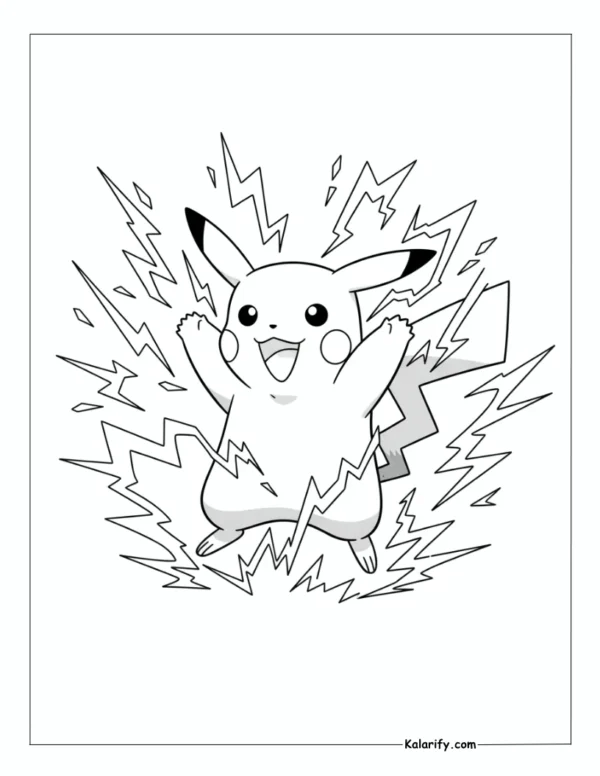 Pikachu in an energetic pose Pokemon coloring page