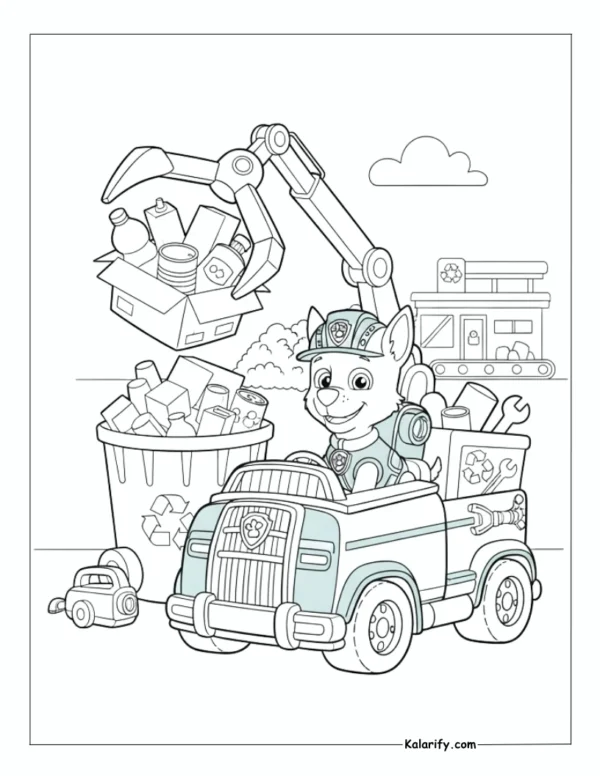 Rocky recycle with his tools Paw Patrol coloring page
