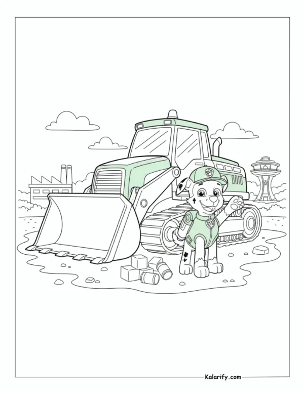Rocky standing proudly Paw Patrol coloring page