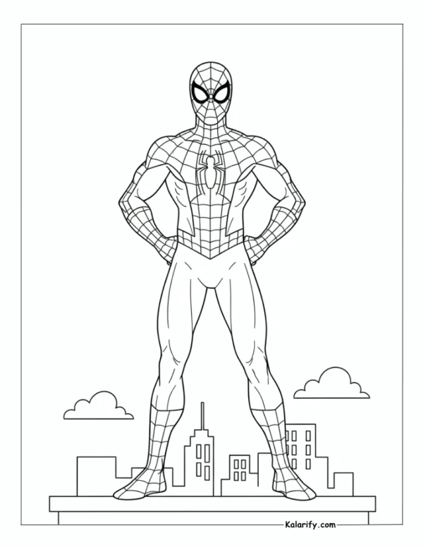 Spiderman standing tall coloring page