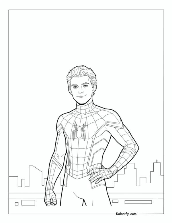 Tom Holland as Spiderman coloring page