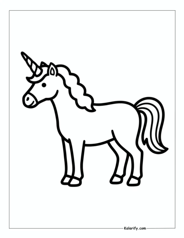 Unicorn simple basic coloring page