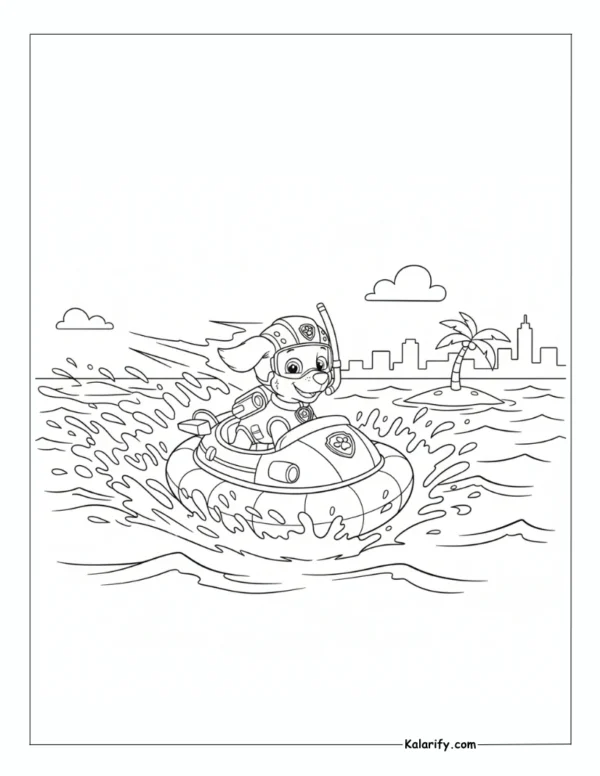 Zuma water rescue mission Paw Patrol coloring page