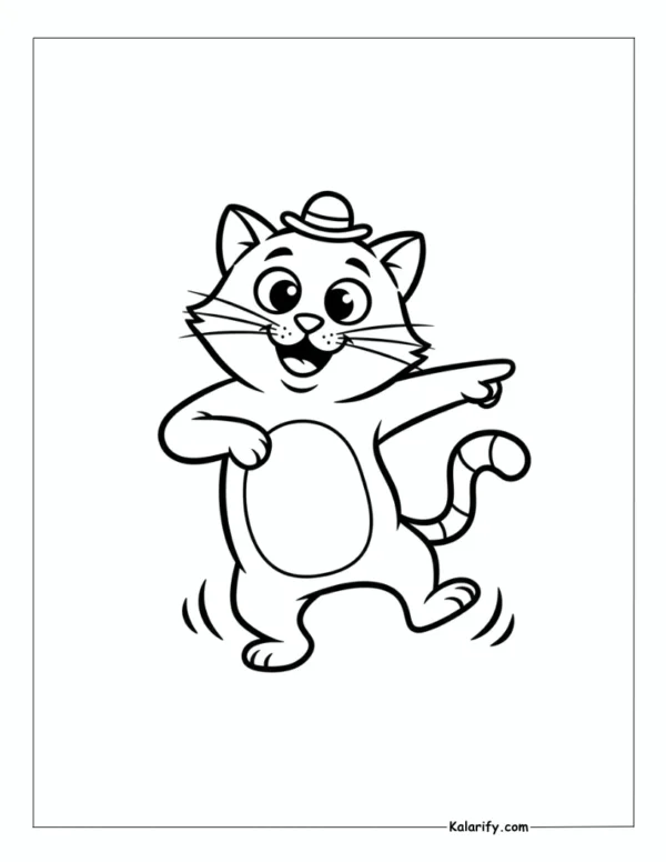 Cat dancing or striking a silly pose coloring page